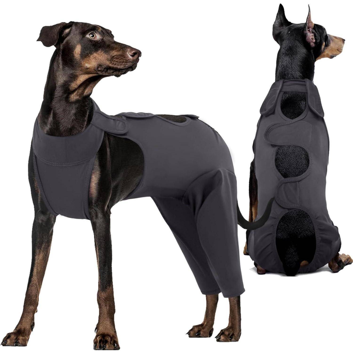 Hundebody Nach OP Kastration Anti Wundlecken XXL(Brust:75-93cm) Grau
