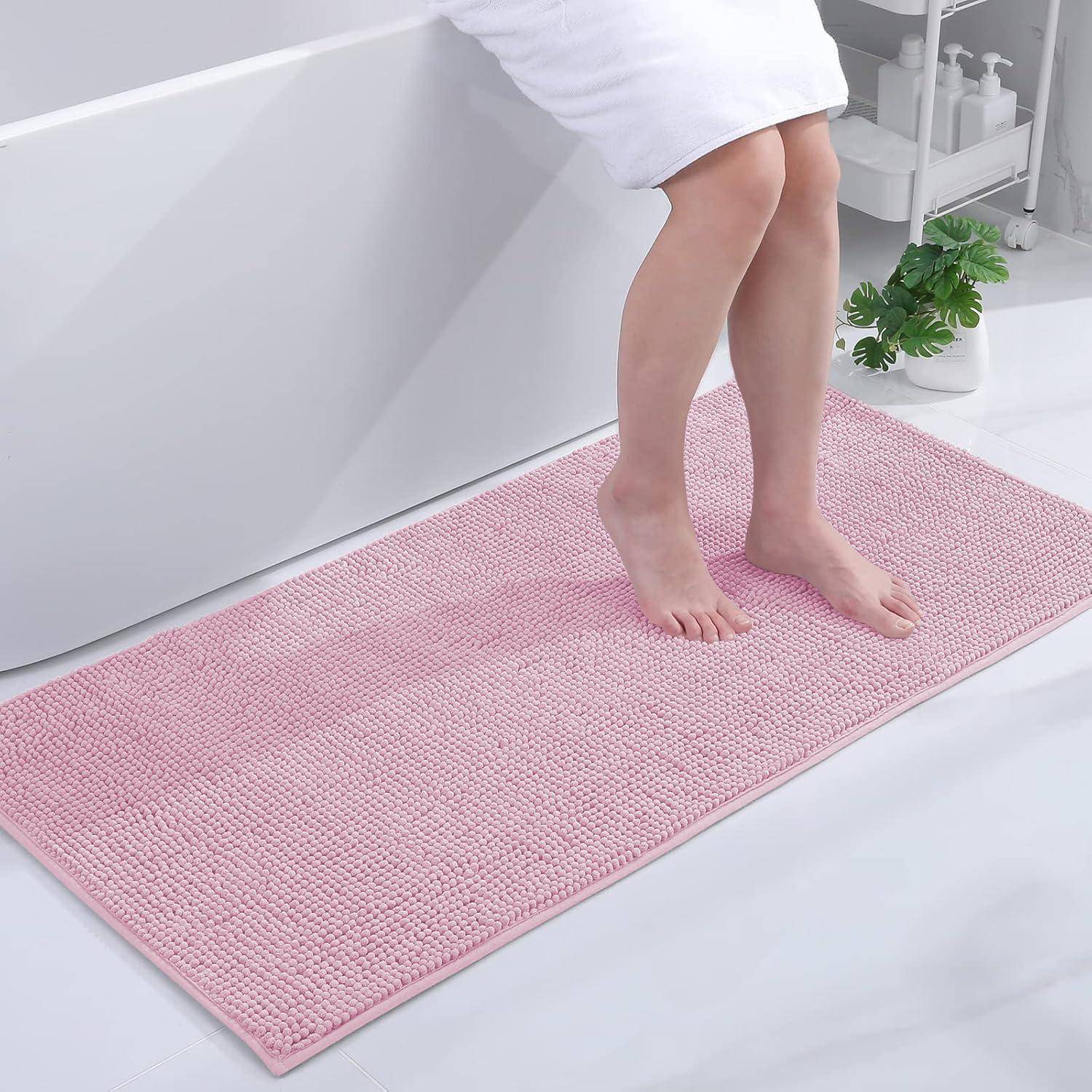 Badezimmerteppich Chenille Badematte 60 x 120 cm (Rechteckig) Rosa