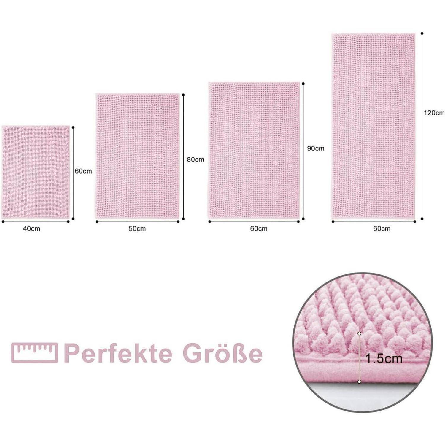 Badezimmerteppich Badematte Badvorleger 40 x 60 cm (Rechteckig) Rosa