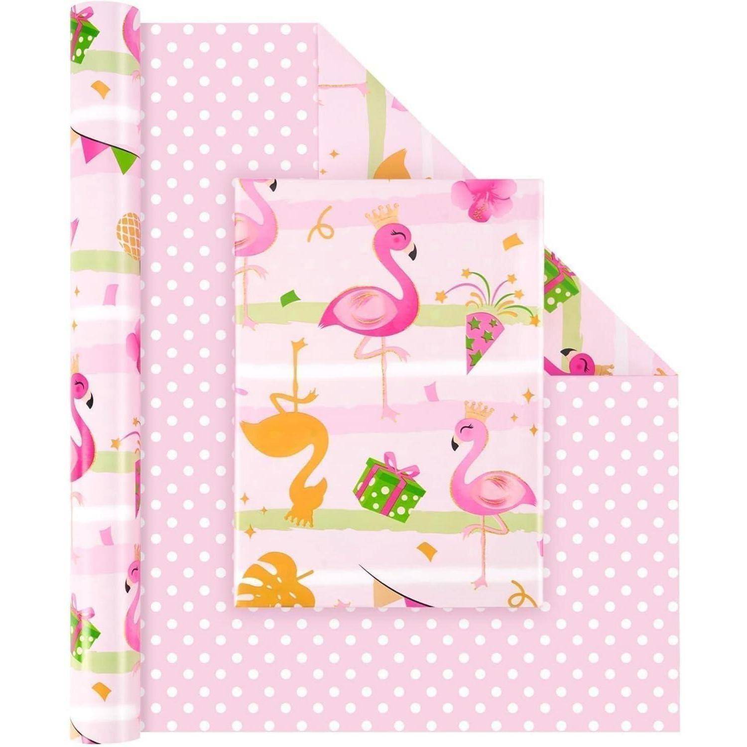 Geschenkpapier Flamingo Einschulung 43cm 10m Schnittlinie Flamingo A