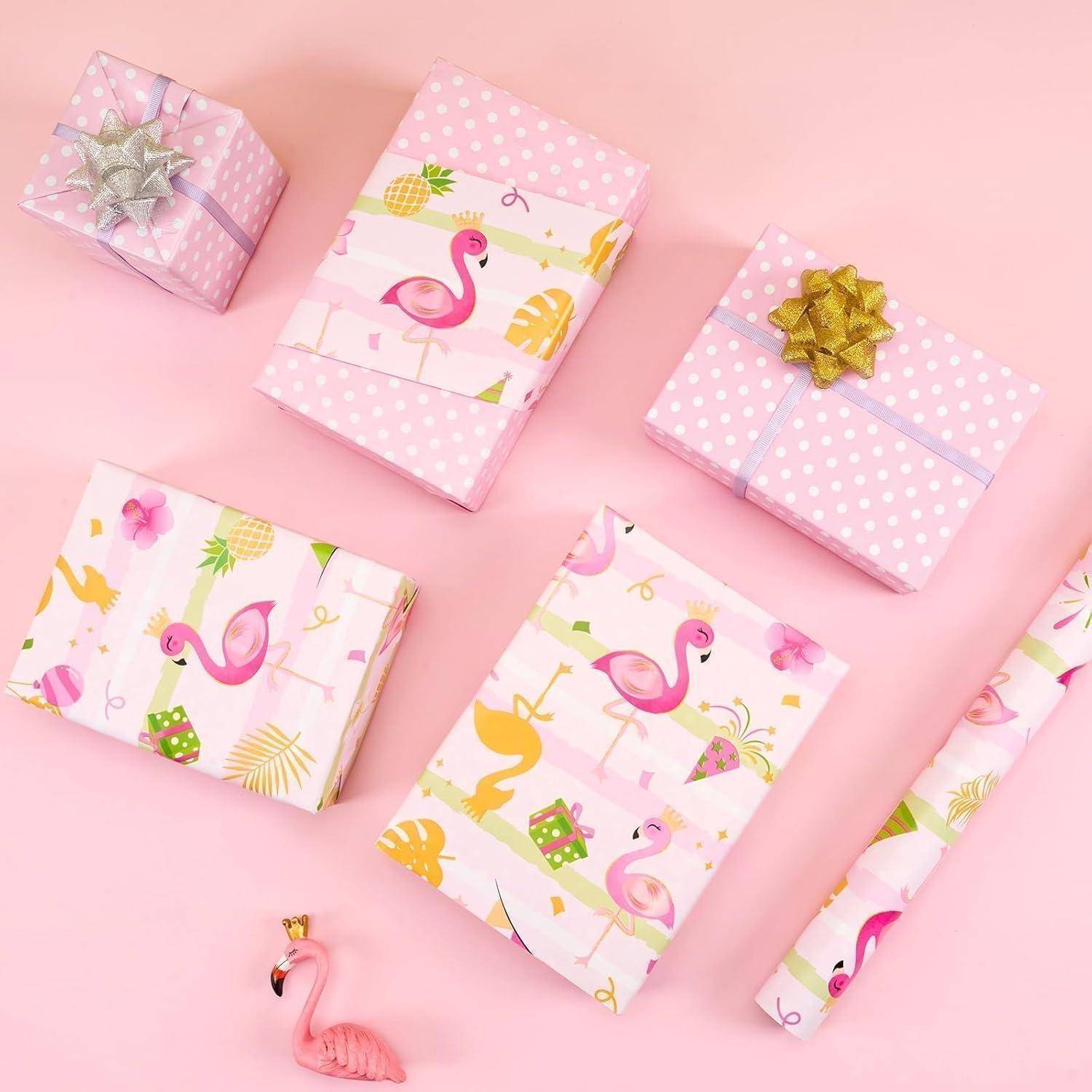 Geschenkpapier Flamingo Einschulung 43cm 10m Schnittlinie Flamingo A