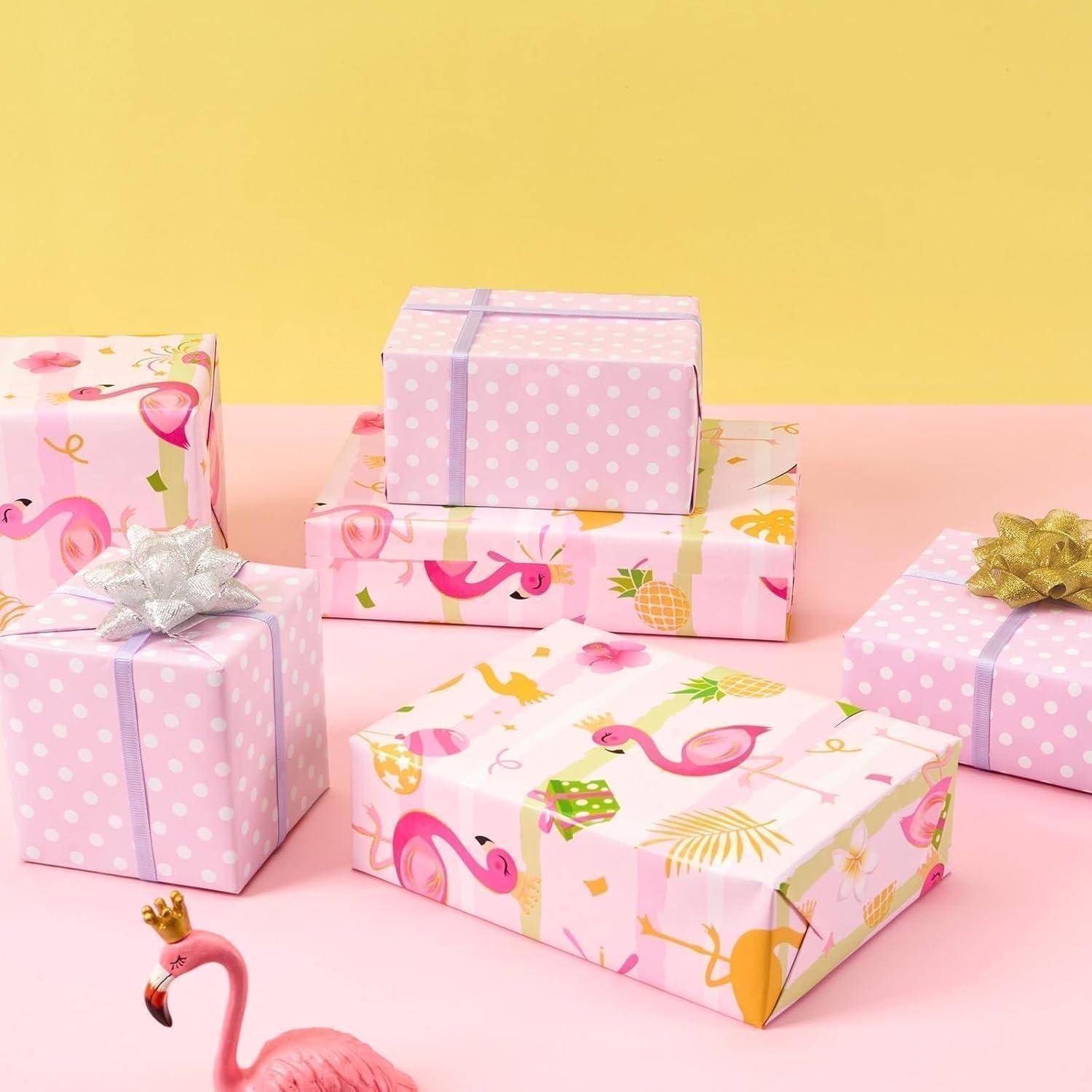 Geschenkpapier Flamingo Einschulung 43cm 10m Schnittlinie Flamingo A