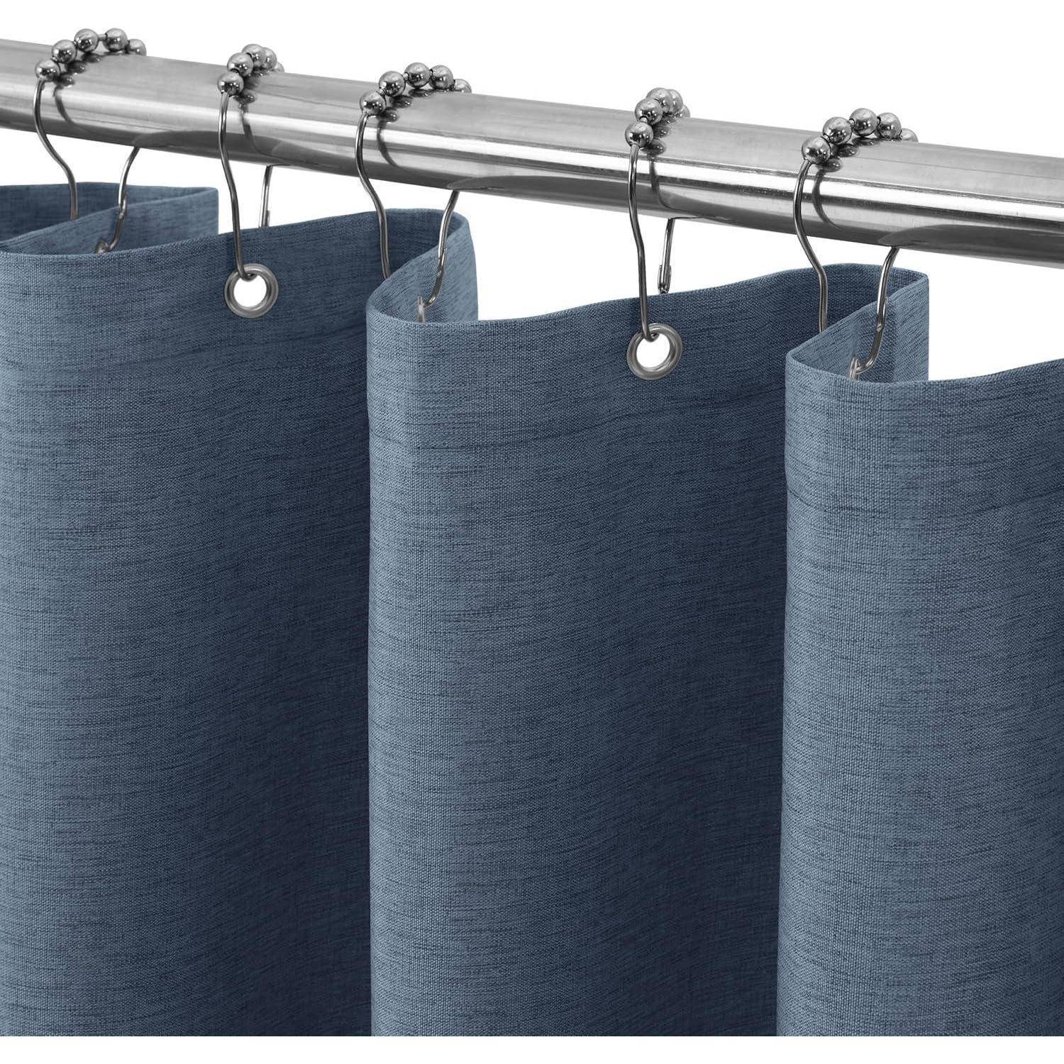 Duschvorhang Leinen Marineblau H182 x B122 cm (1er Pack)