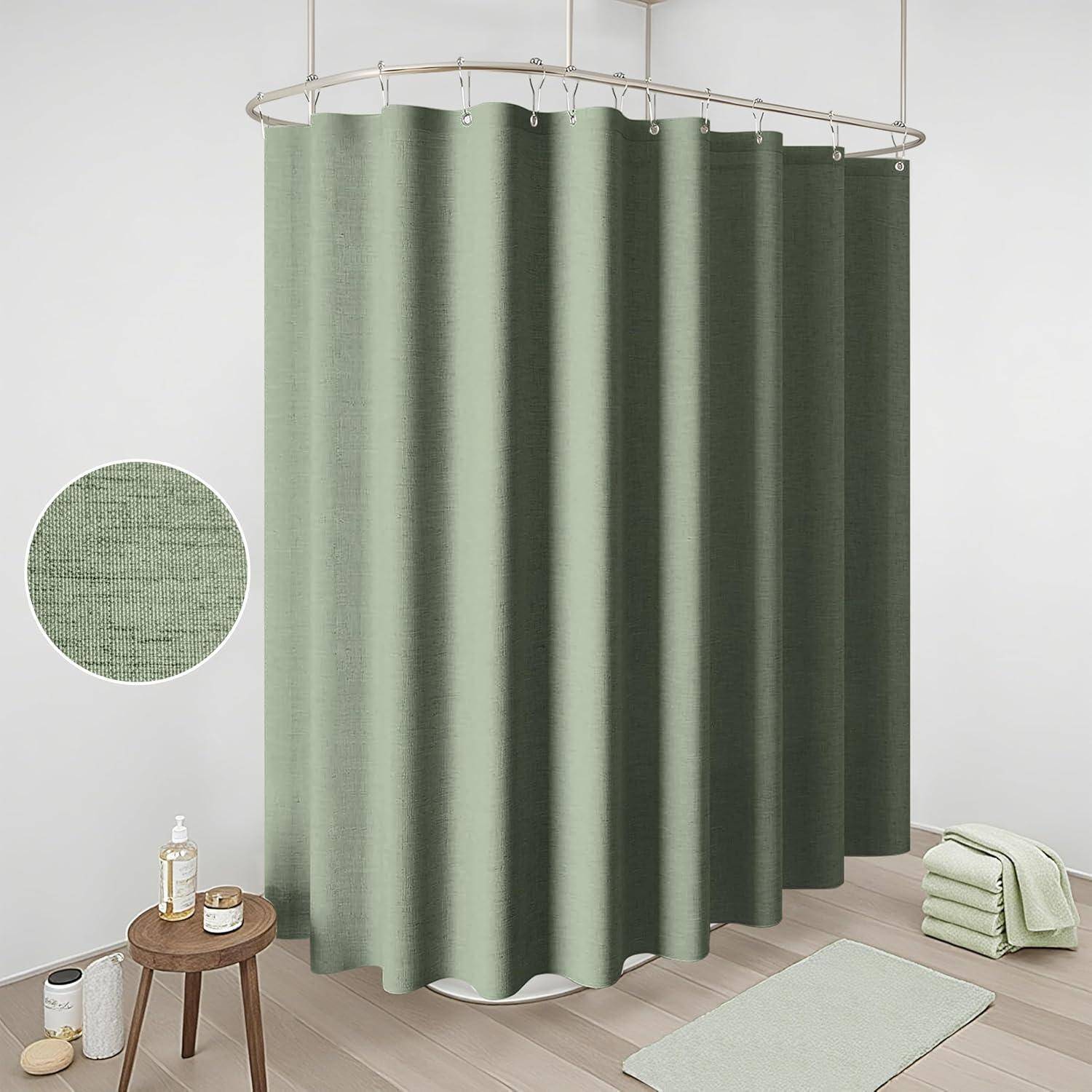 Duschvorhang Wasserdicht Leinen Grün H182 x B275 cm 1er Pack