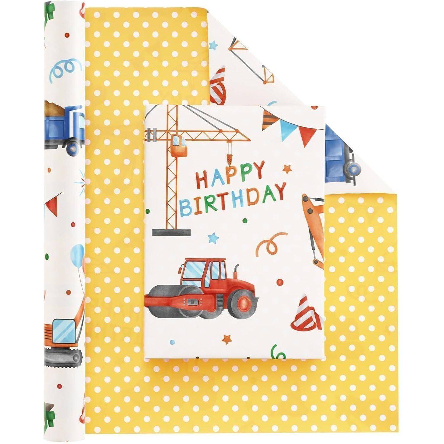 Geschenkpapier Bagger Baustellen Rolle Geburtstag Kinder Tinte