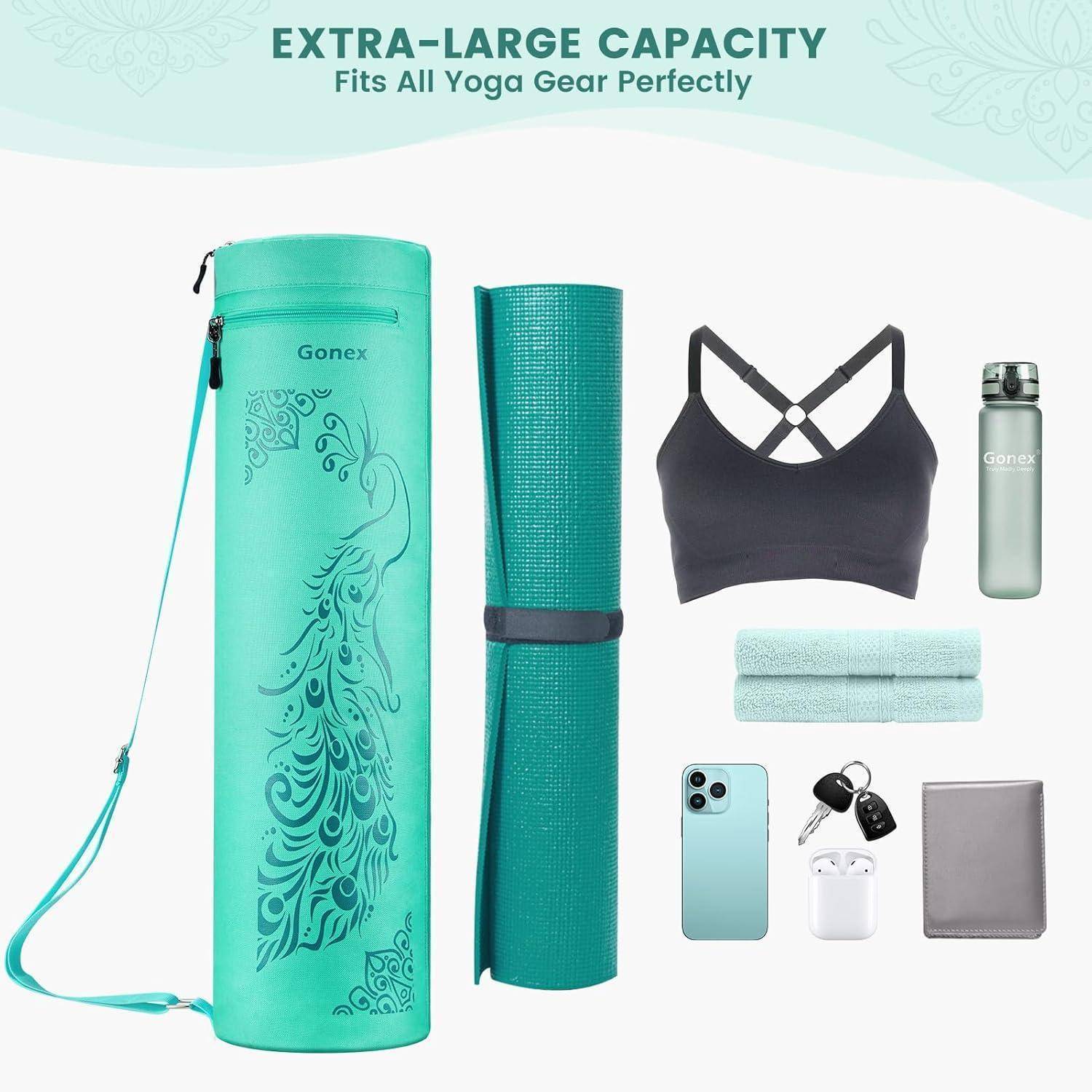 Yogatasche Yogamatte Reißverschluss wasserdicht Schultergurt Grün Pfau