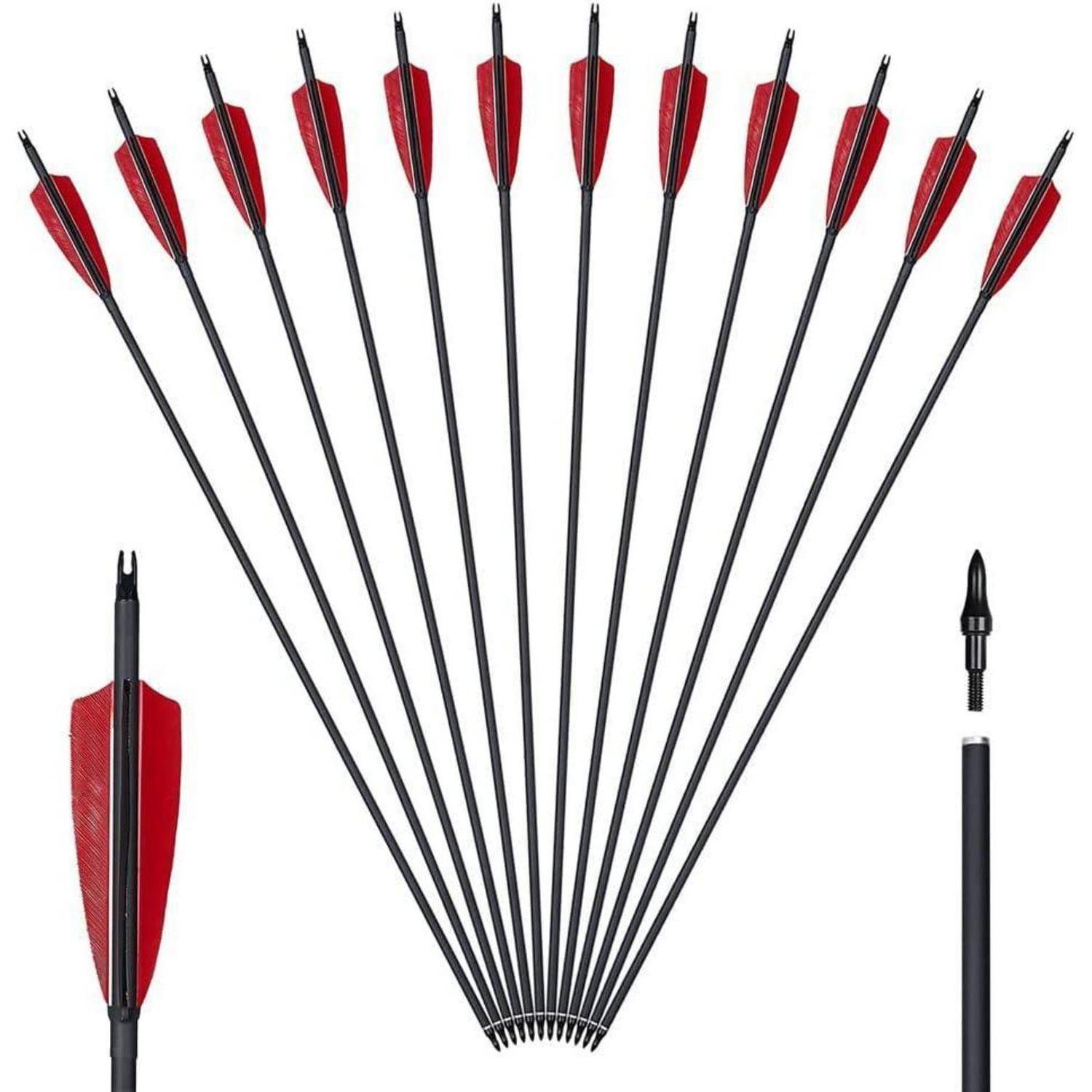 Pfeile Carbon 30 Zoll 12er Recurvebogen Compound Langbogen Feder Pfeil