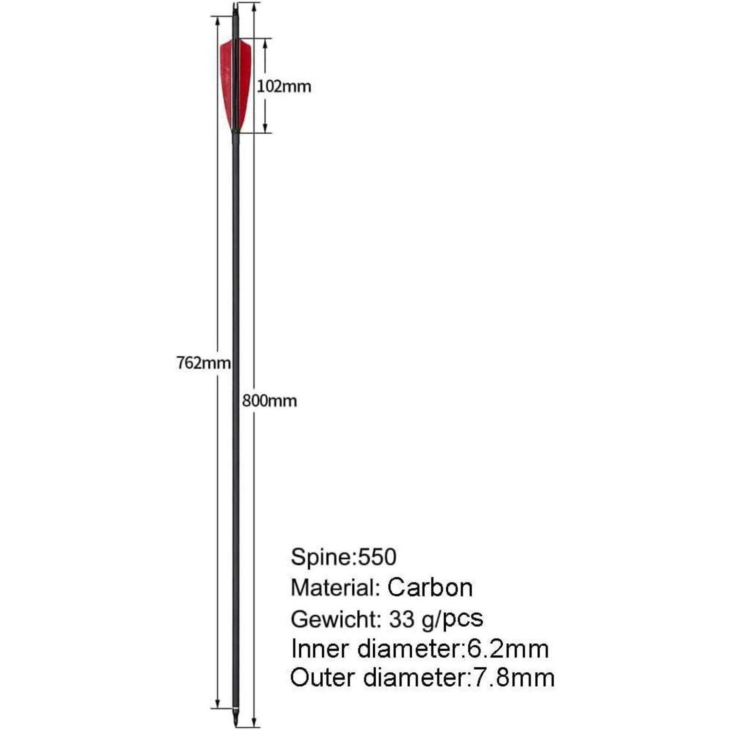 Pfeile Carbon 30 Zoll 12er Recurvebogen Compound Langbogen Feder Pfeil
