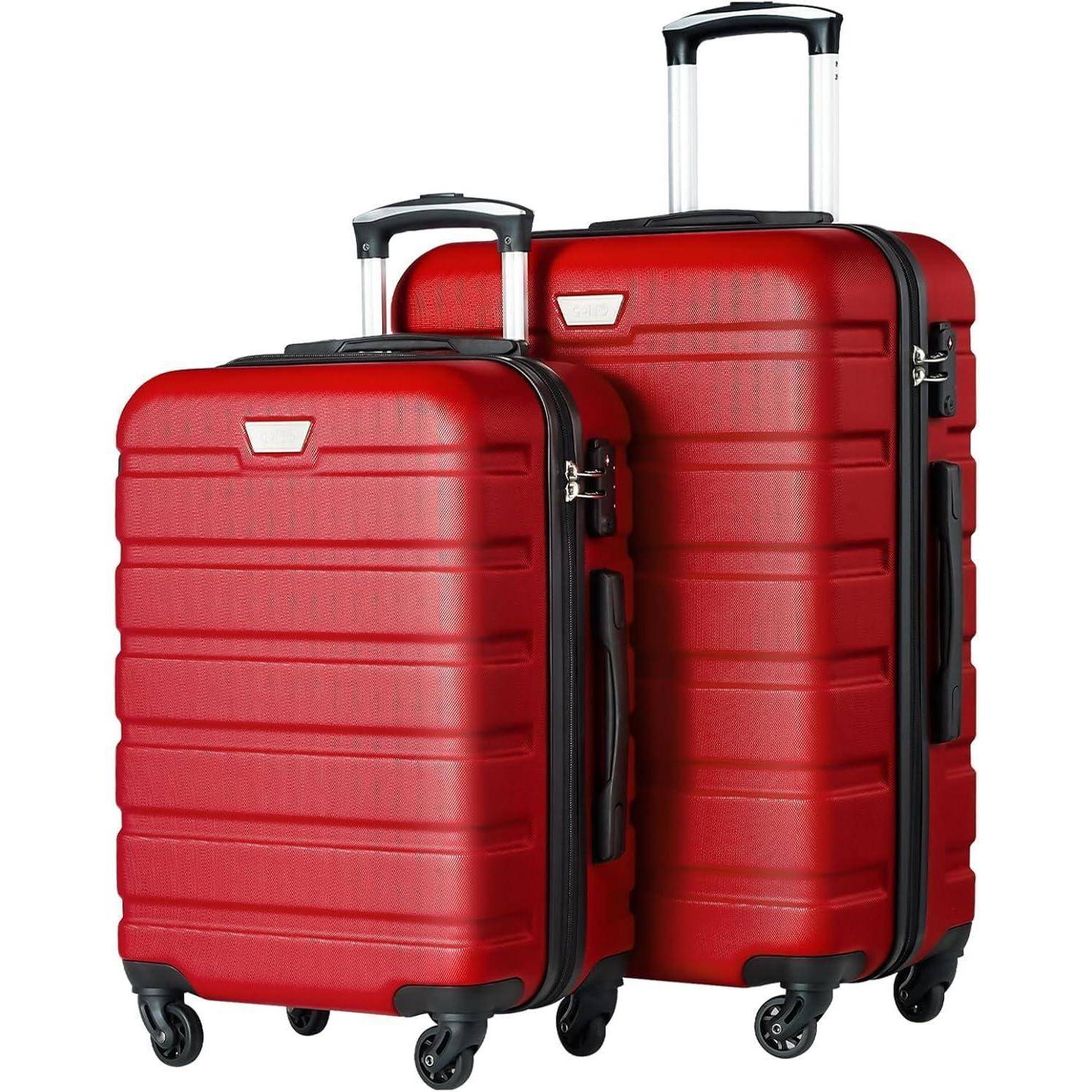 Koffer Hartschalenkoffer Rollkoffer TSA Set-2tlg(S + M) Spinell Rot
