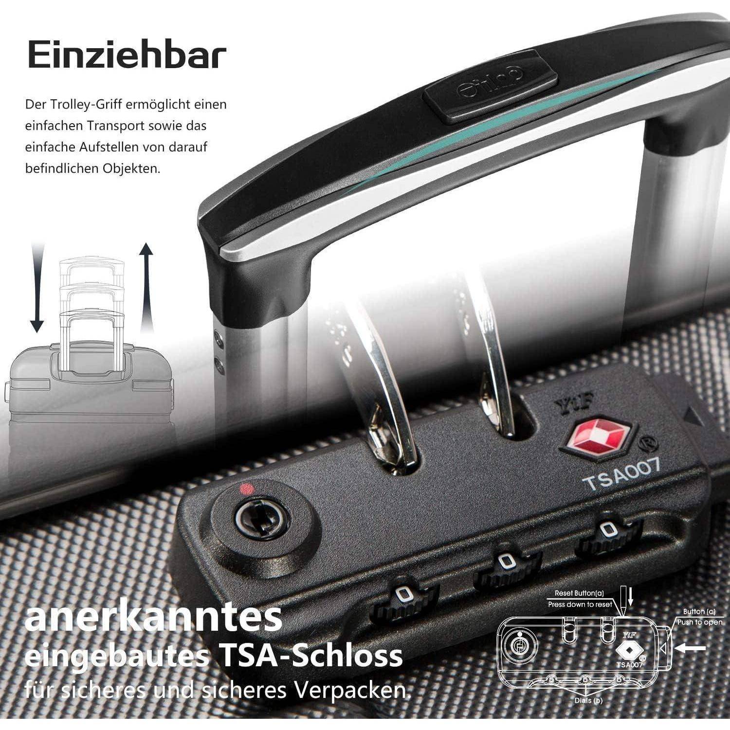 Hartschalenkoffer Handgepäck 4 Rollen TSA Schloss Blau/Braun