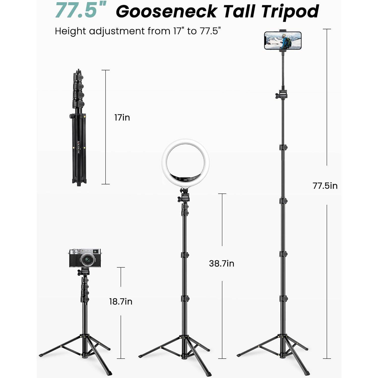 Handy Stativ Schwanenhals Fernauslöser Aluminium Overhead 197cm