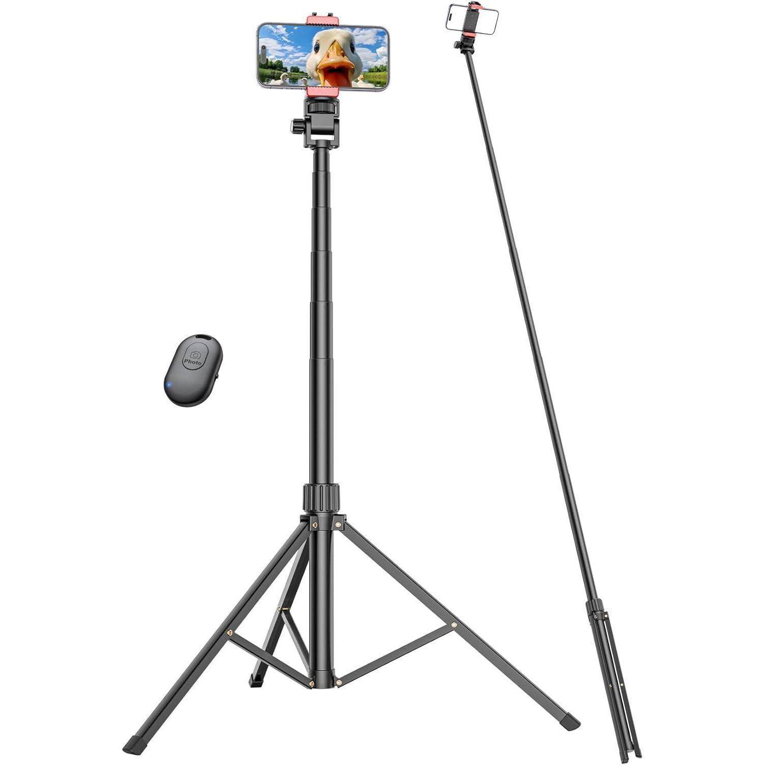 Handystativ Smartphone Aluminium Erweiterbar 210cm Schwarz