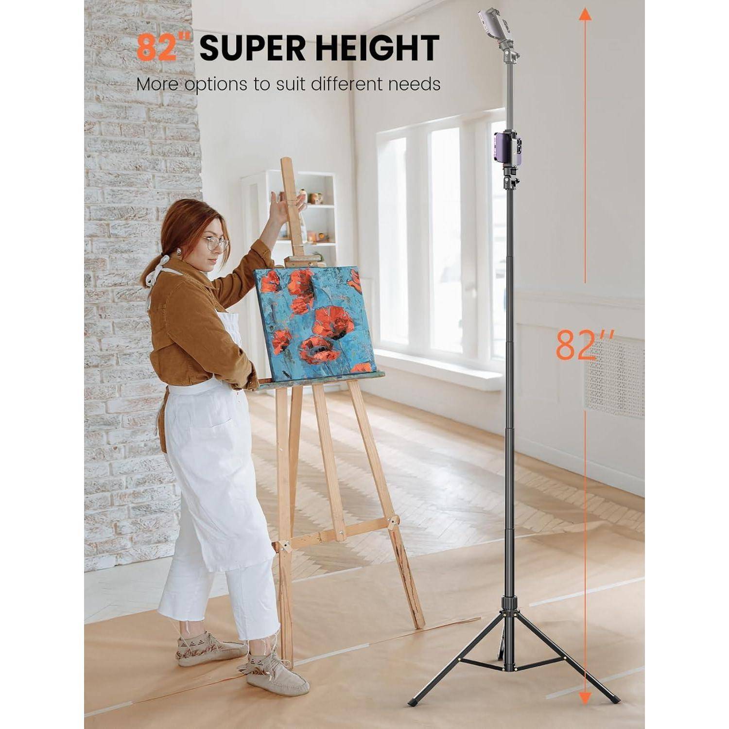Handystativ Smartphone Aluminium Erweiterbar 210cm Schwarz