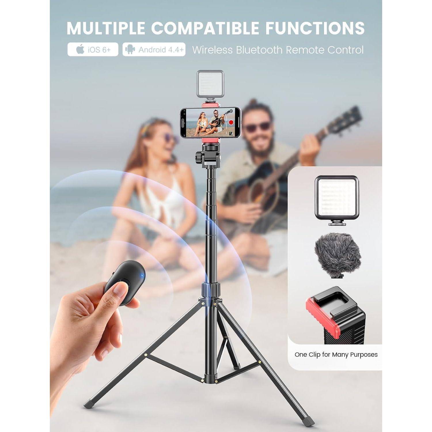 Handystativ Smartphone Aluminium Erweiterbar 210cm Schwarz