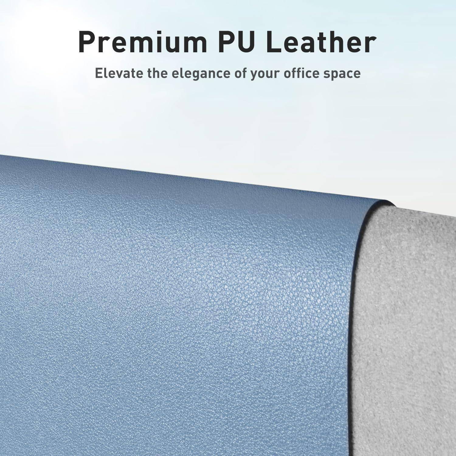 Schreibtischunterlage Mauspad PU Leder Wildleder Denim Blau 40 x 80 cm