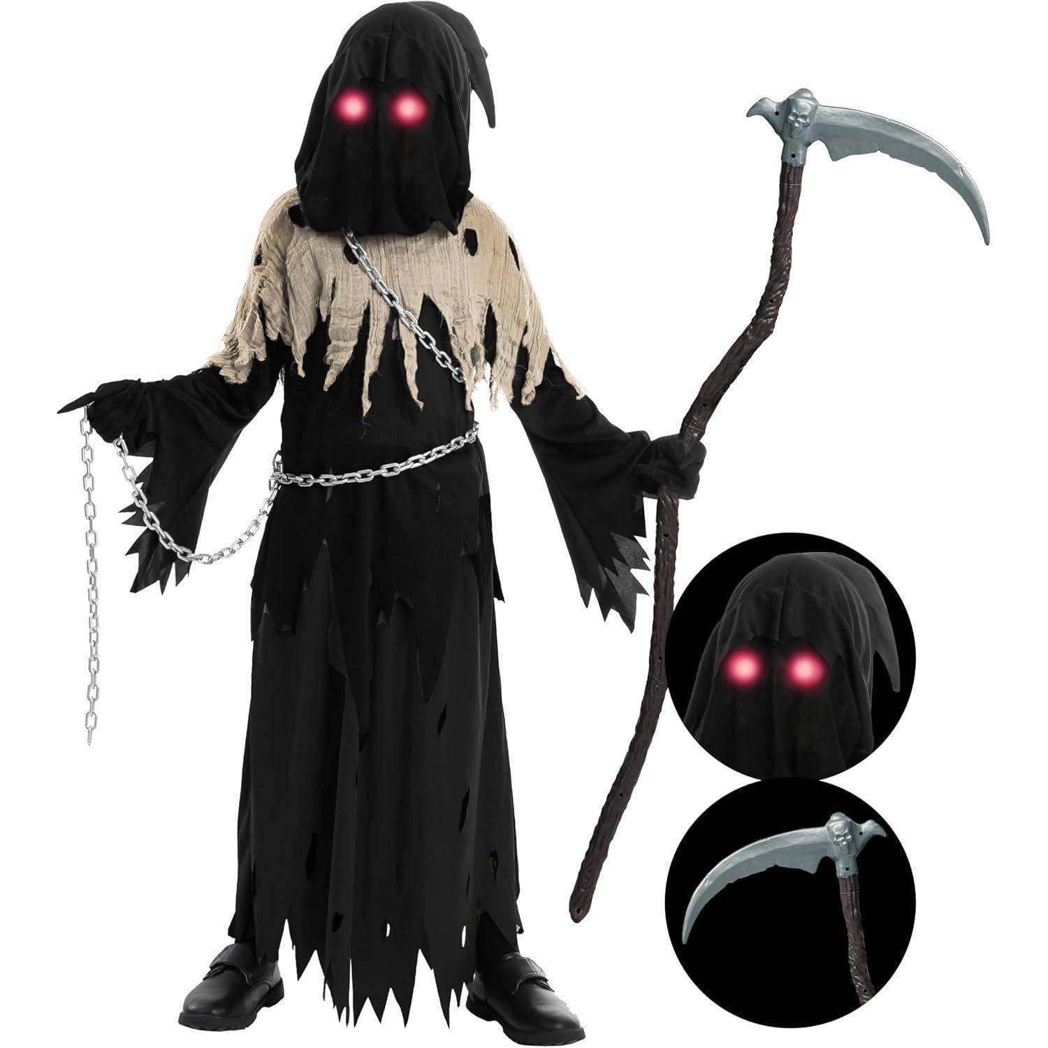 Kostüm Sensenmann Jungen Halloween Grim X-Large (12 - 14 Jahre) Braun