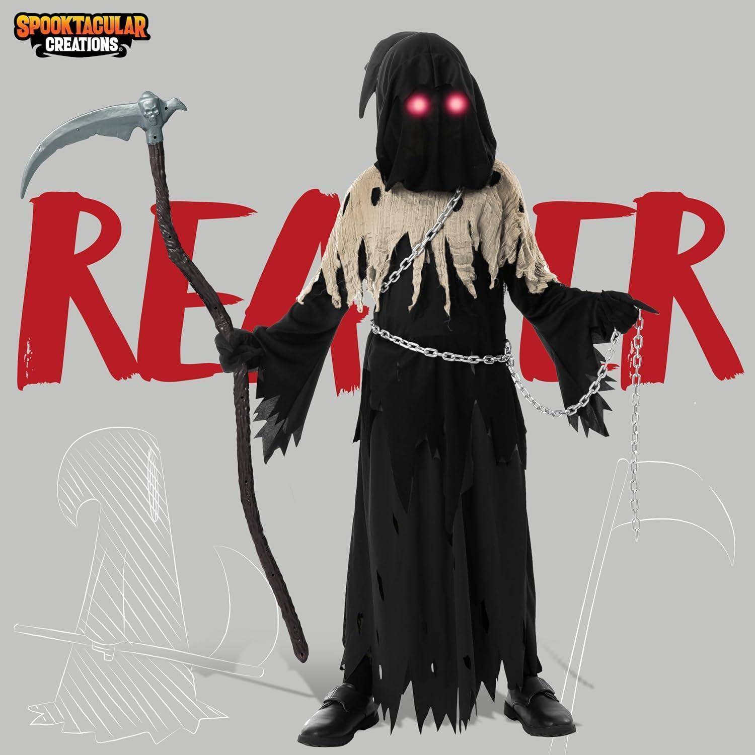 Kostüm Sensenmann Jungen Halloween Grim X-Large (12 - 14 Jahre) Braun