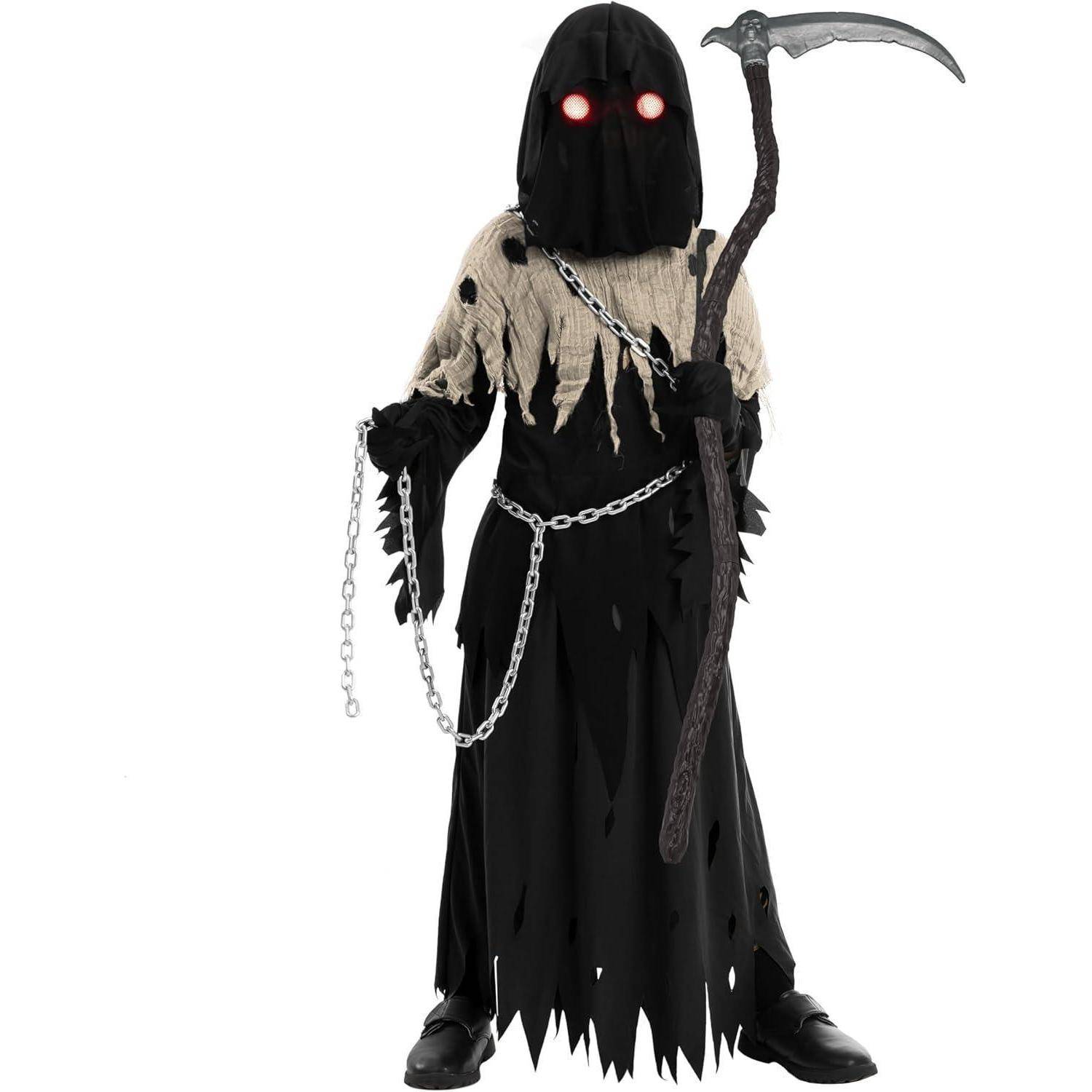 Kostüm Sensenmann Jungen Halloween Grim X-Large (12 - 14 Jahre) Braun