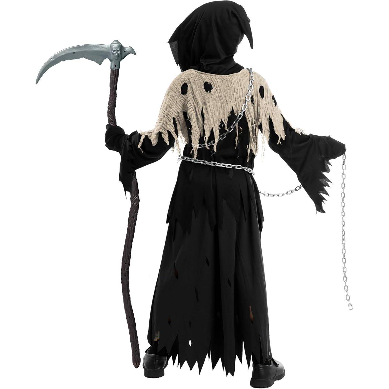 Kostüm Sensenmann Jungen Halloween Grim X-Large (12 - 14 Jahre) Braun
