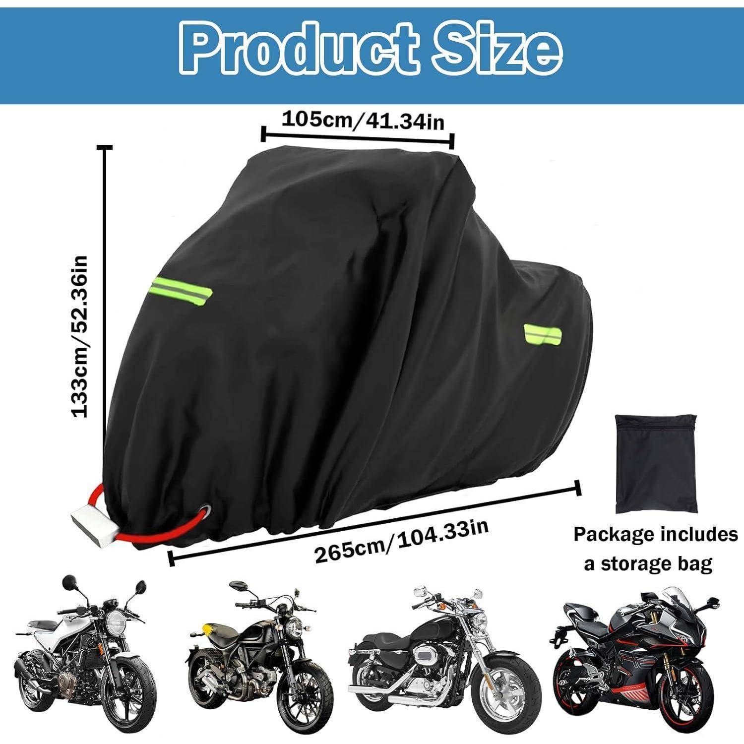 Motorrad Abdeckung Abdeckplane Wasserdicht 420D Oxford 265x105x133 CM