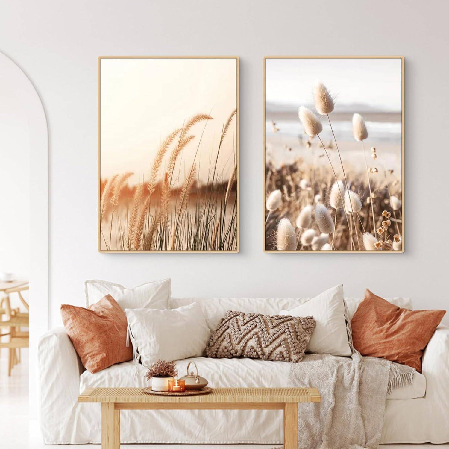 Poster Set Küstenstrand Seevogel Pampasgras Boho A 40x50cm
