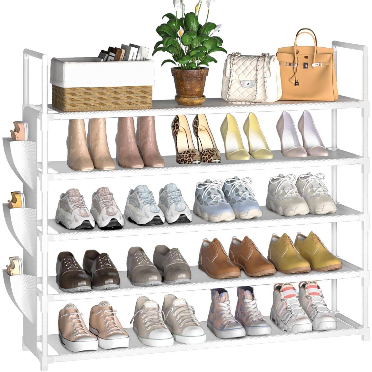 Schuhregal 5 Ebenen Schuhorganizer 20 Paar Weiß 5 Tier
