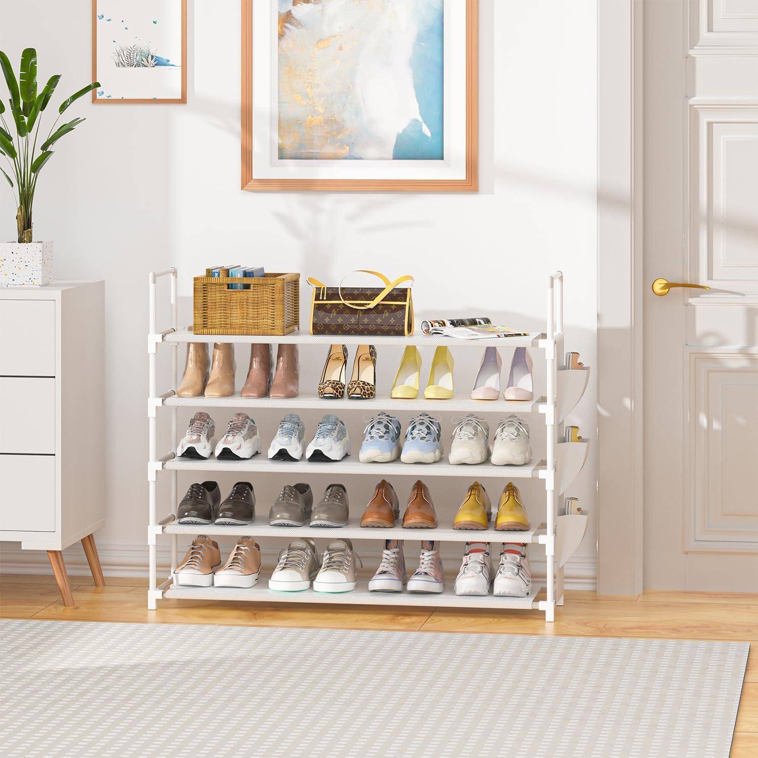 Schuhregal 5 Ebenen Schuhorganizer 20 Paar Weiß 5 Tier