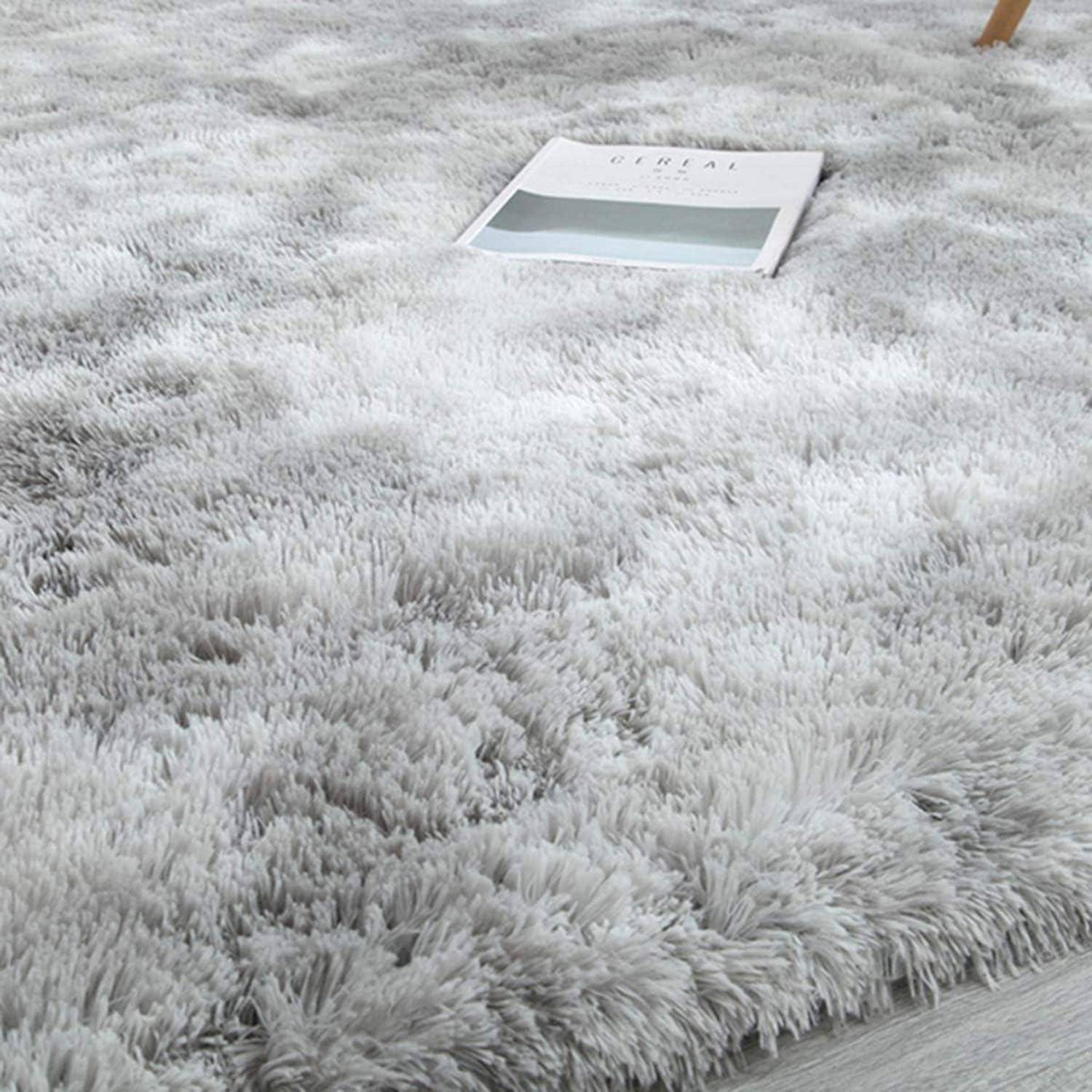 Teppich Shaggy Langflor Rutschfest Kinder Grau Weiß 80*120cm