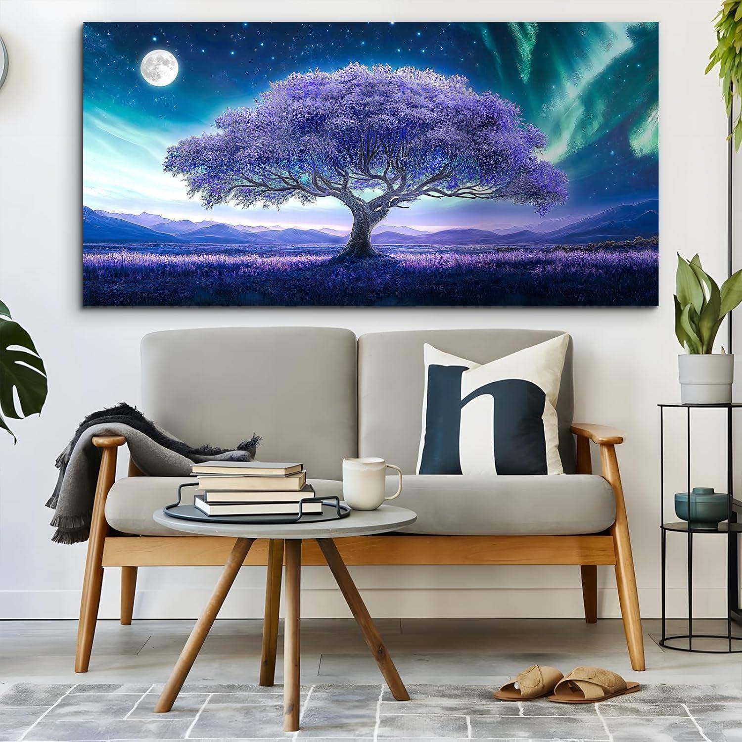Wandbild Leinwand Lila Fantasiebaum Heiliger Baum 146L x 73B cm