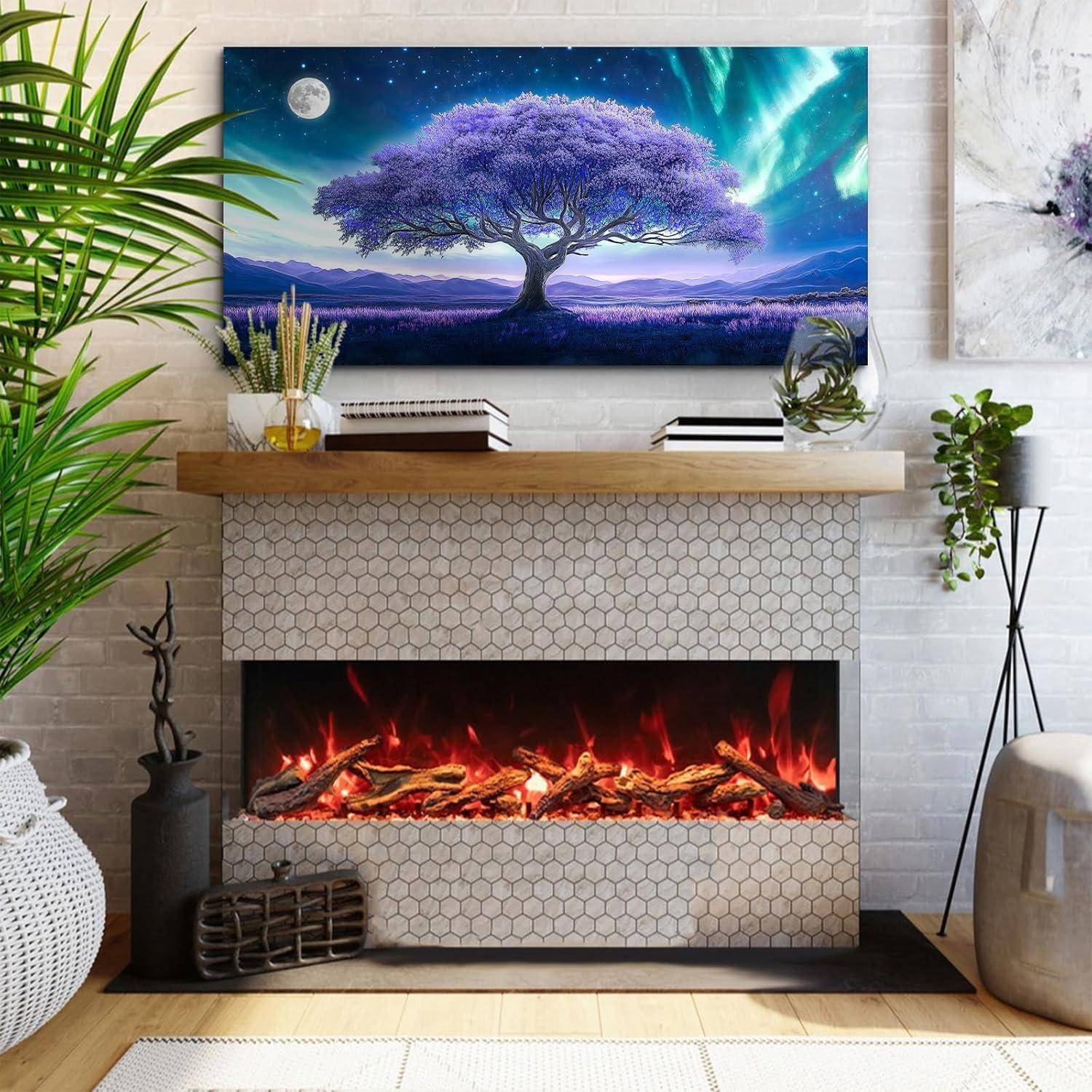 Wandbild Leinwand Lila Fantasiebaum Heiliger Baum 146L x 73B cm