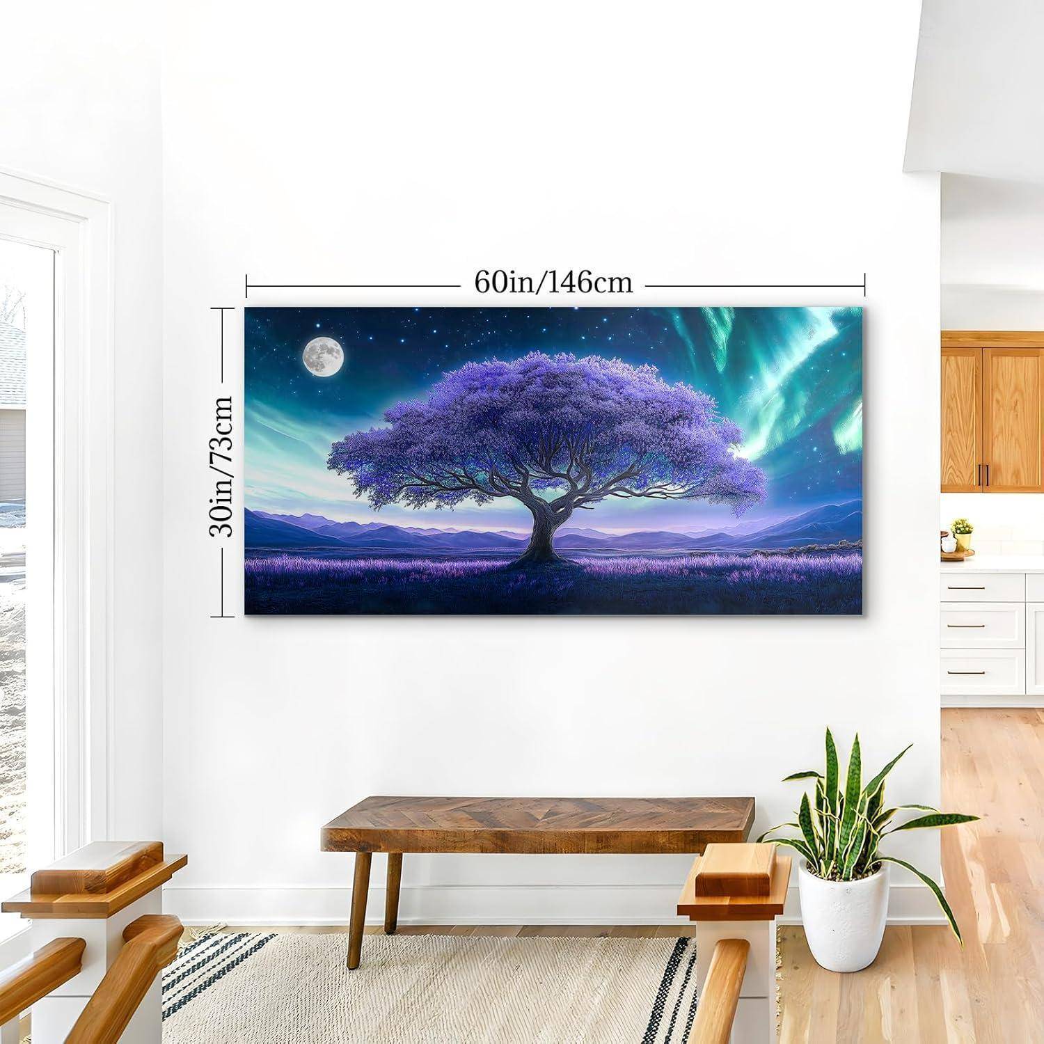 Wandbild Leinwand Lila Fantasiebaum Heiliger Baum 146L x 73B cm