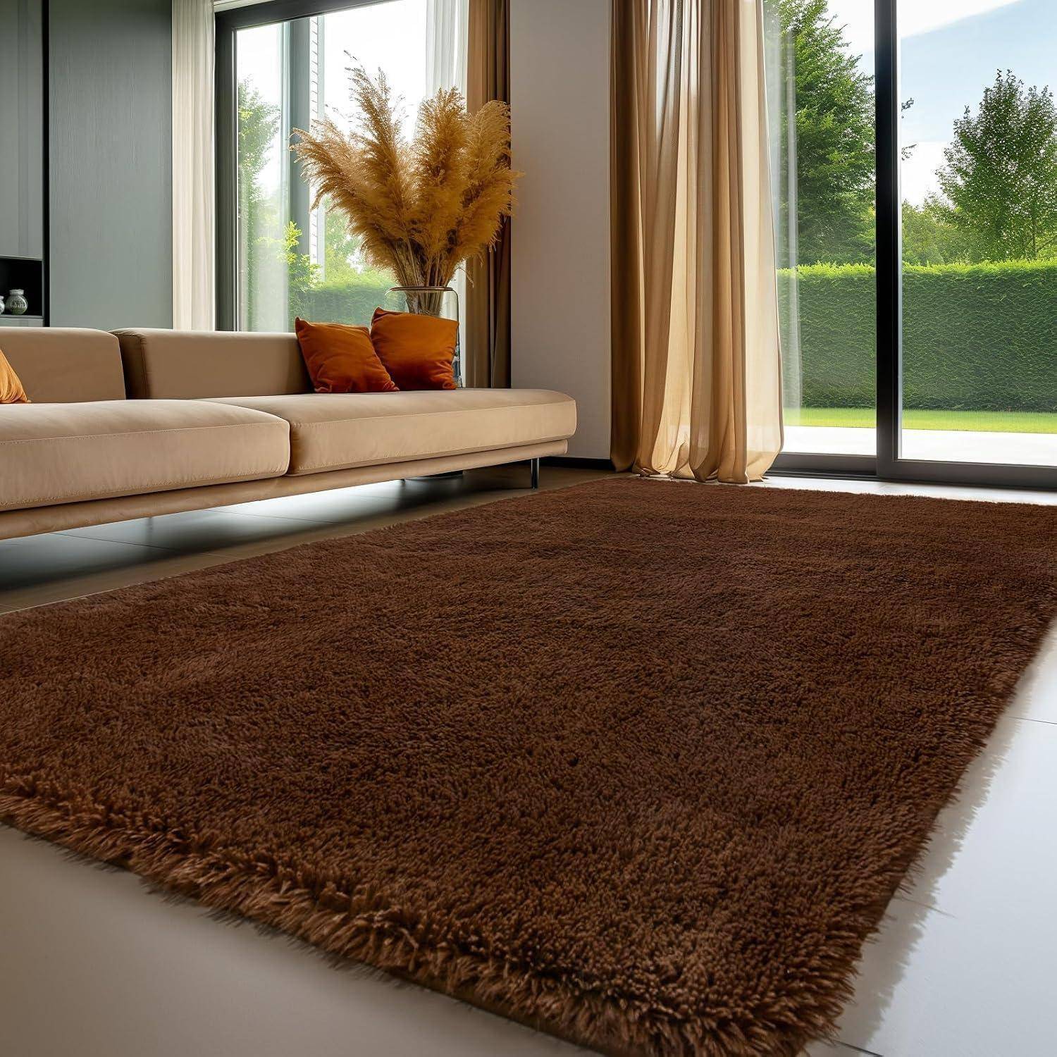 Teppich Hochflor Braun 160x230 Dunkelbraun 160 x 230 cm (Rechteckig)