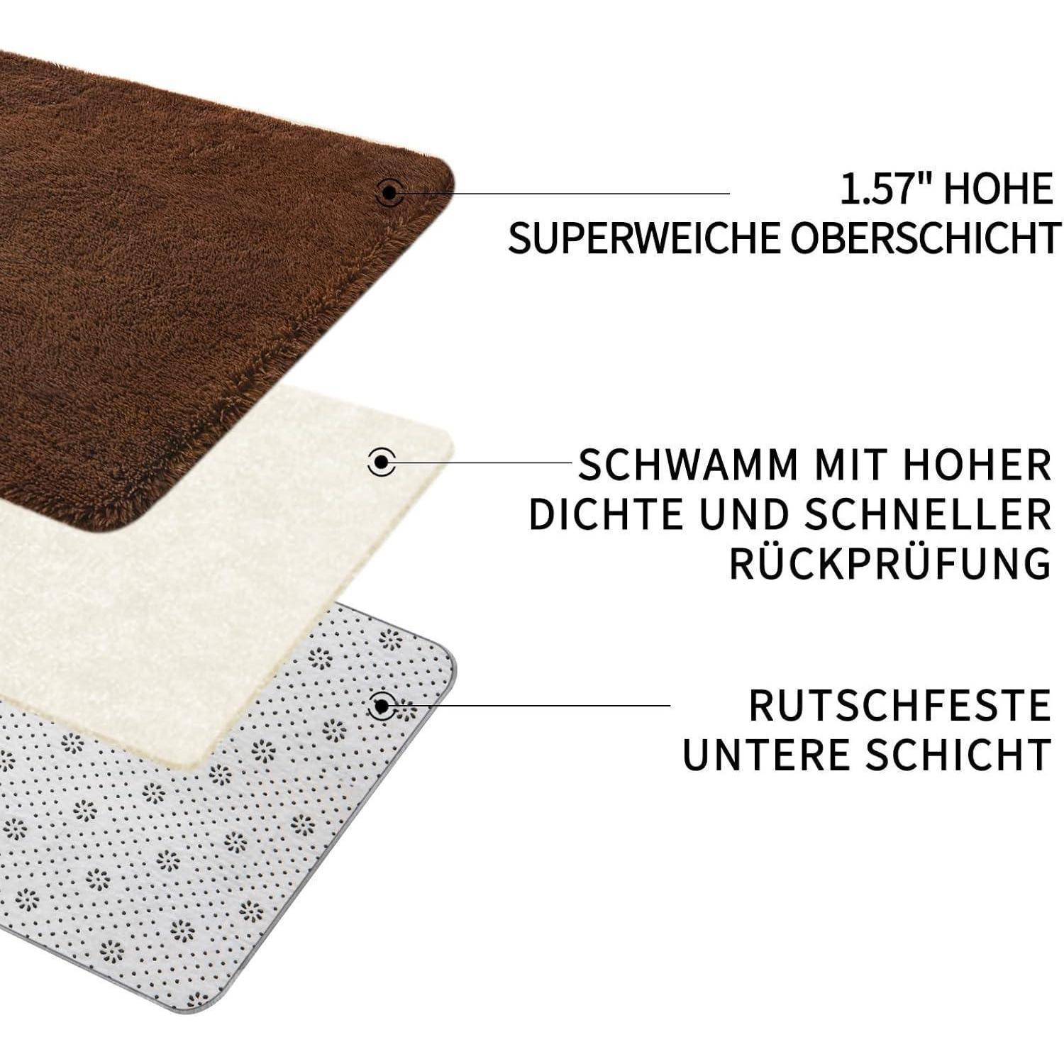 Teppich Hochflor Braun 160x230 Dunkelbraun 160 x 230 cm (Rechteckig)
