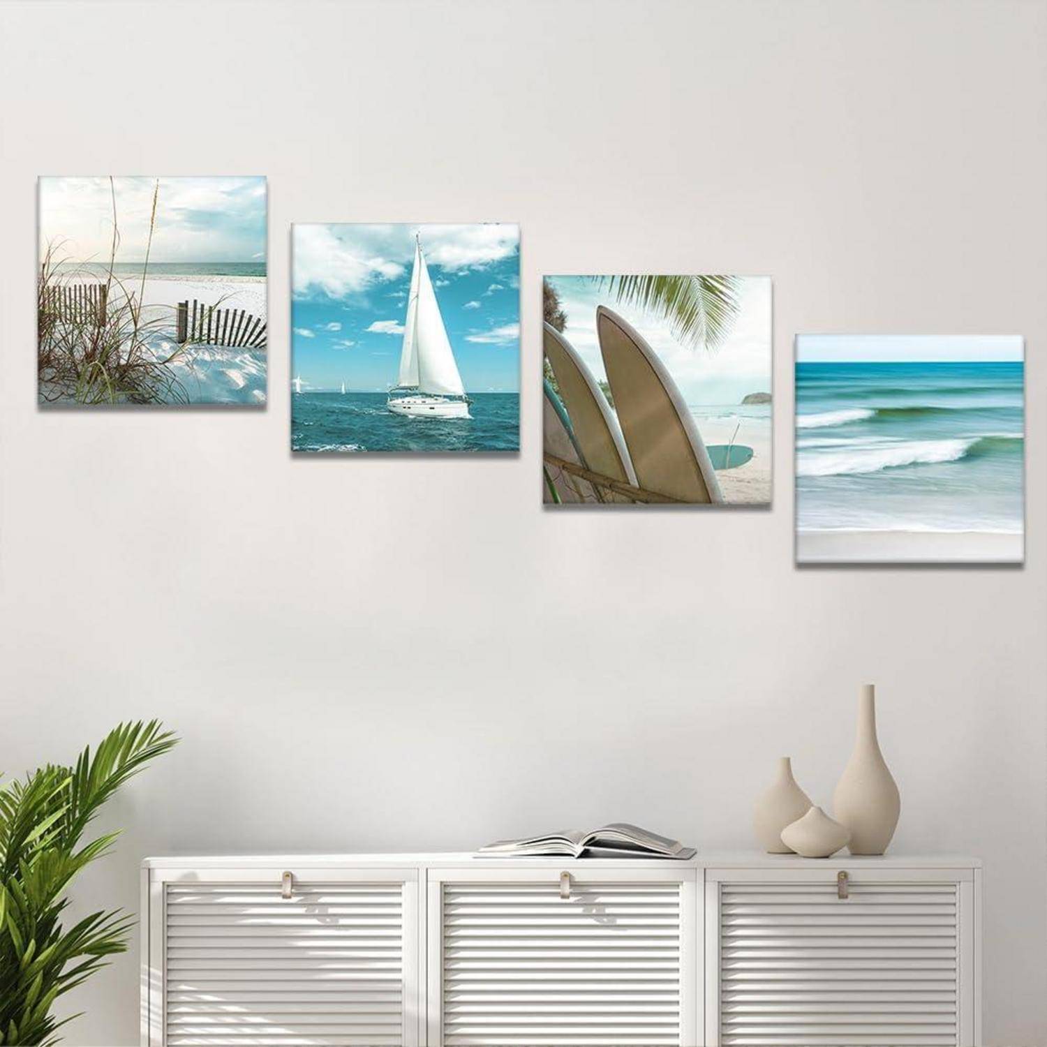 Leinwandbilder 4teilig Kunstdruck Wohnzimmer 30x30cm Das Blaue Meer