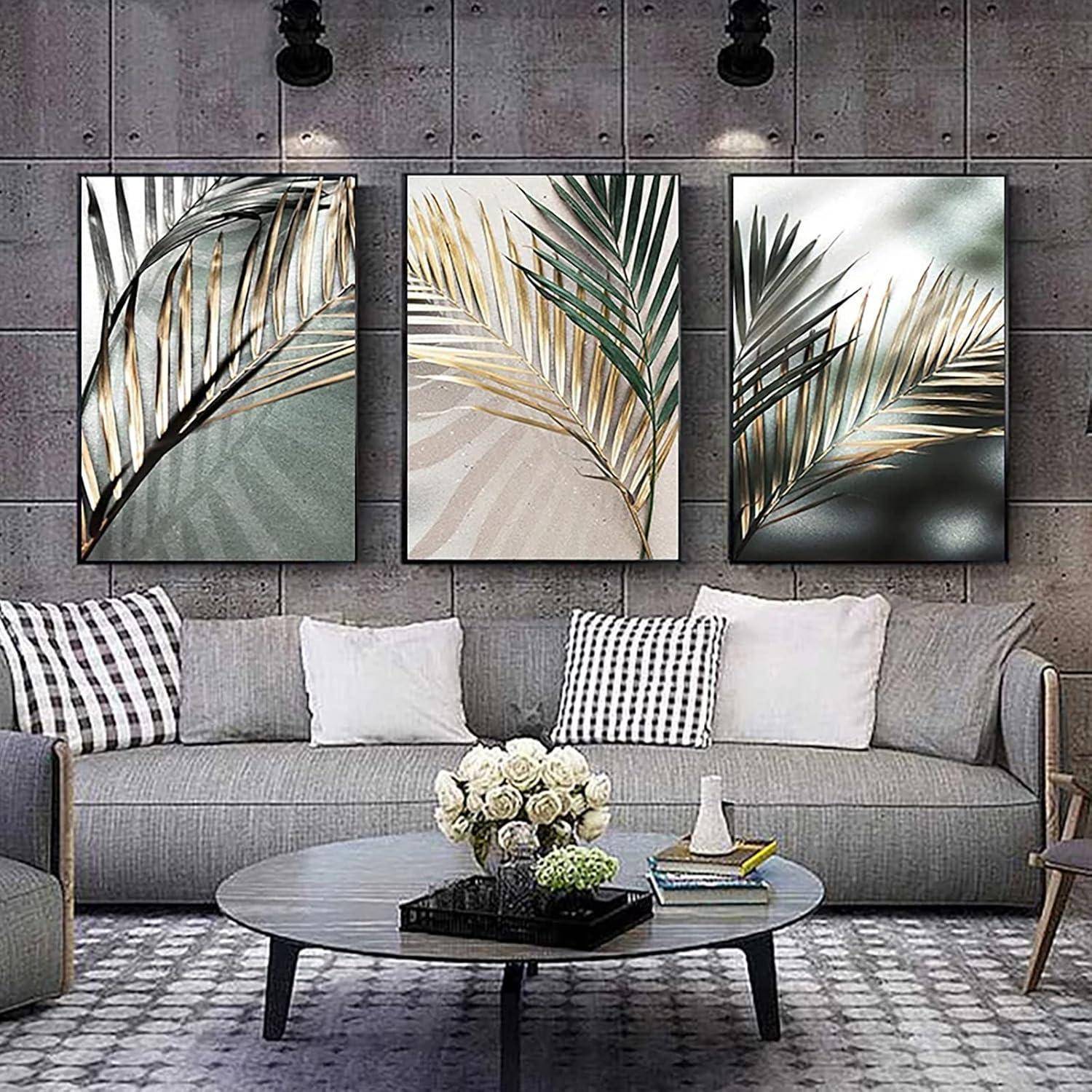 Poster 3er Set Abstrakt Goldene Blätter 40x50cm