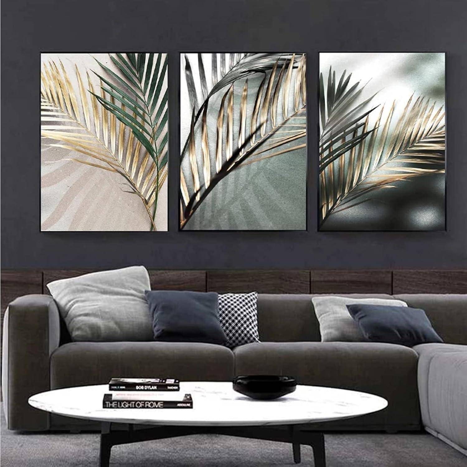 Poster 3er Set Abstrakt Goldene Blätter 40x50cm