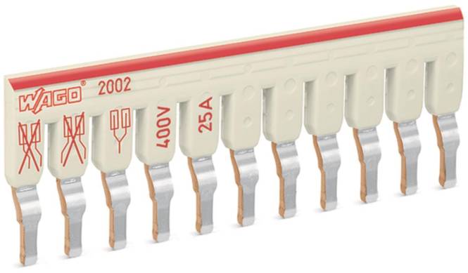 Eine Reihe von elektrischen Sicherungslinks mit der Kennzeichnung '400V 25A', mit einer roten Linie und Piktogramm zur Anzeige der elektrischen Spezifikationen.