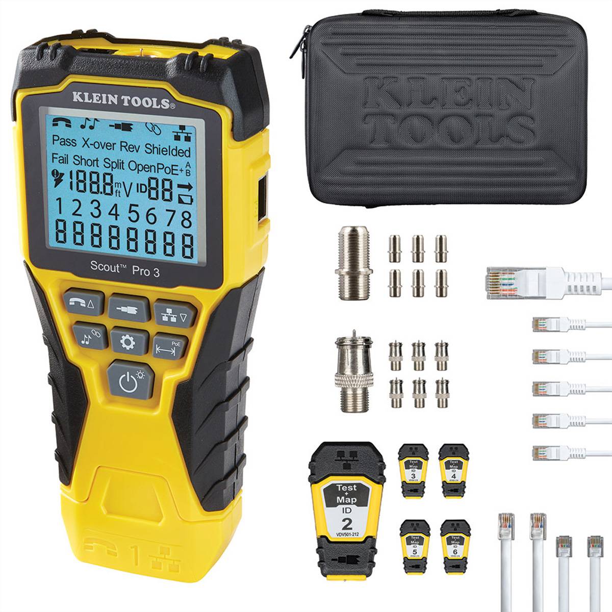KLEIN TOOLS VDV501-853 Scout® Pro 3 (mit PoE-Test), mit Test-n-Map Remote Fernerkennungskit Tester