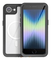 Ein Smartphone mit einem Verlaufsbildschirm und einer Schutzhülle mit einem kreisförmigen Design auf der Rückseite.