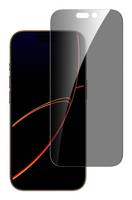 Ein Smartphone mit einem dunklen Bildschirm, auf dem rote Kurven zu sehen sind, teilweise verdeckt von einem transparenten Schutzschild.