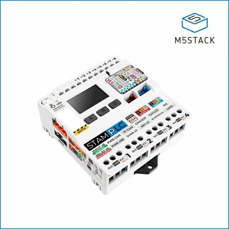 M5Stack M5Stamp PLC Controller mit M5StampS3, ESP32-S3, 4 Relais, CAN, RS485, DIN-Montage, 636V