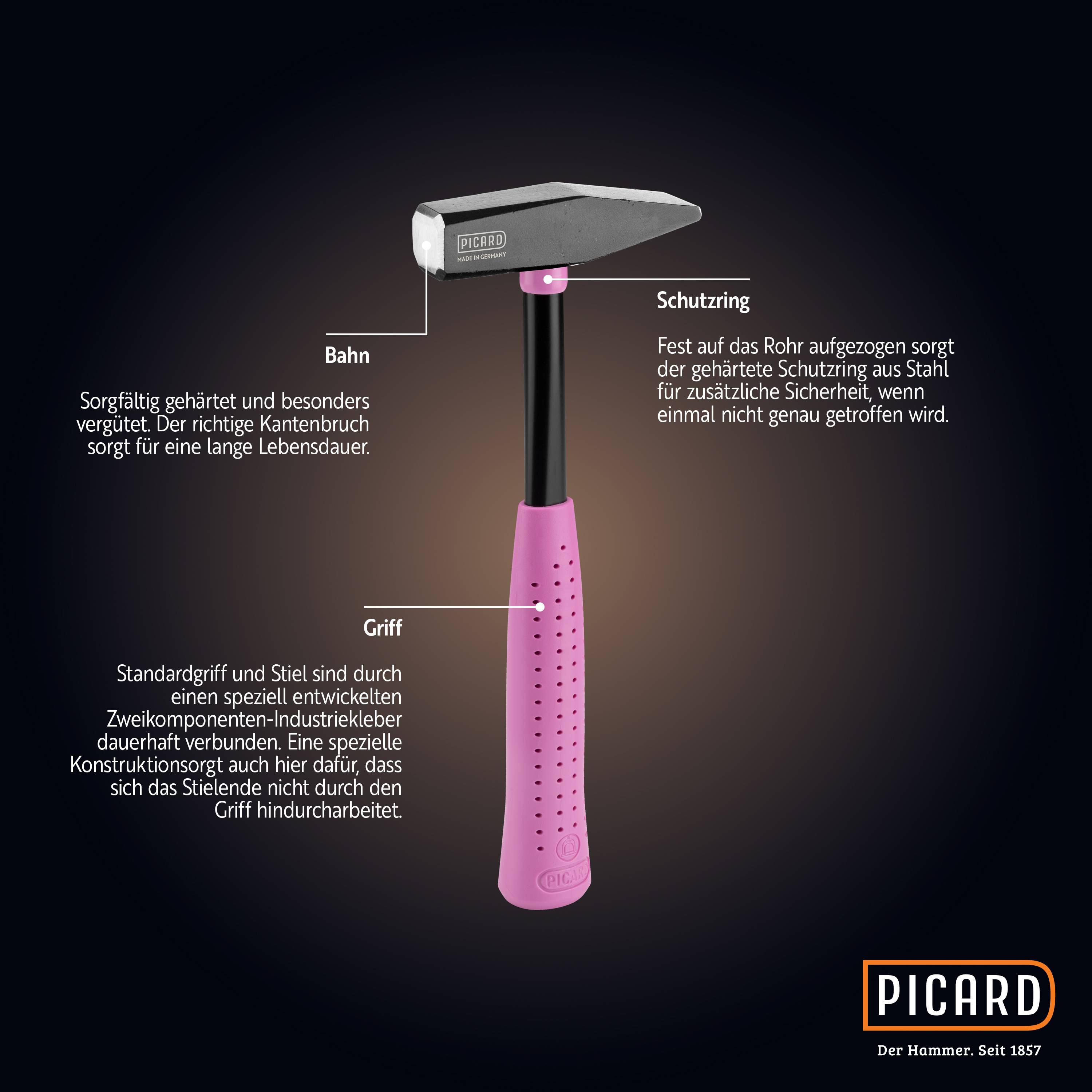 PICARD Schlosserhammer Pink Edition 300g Nr. 30216