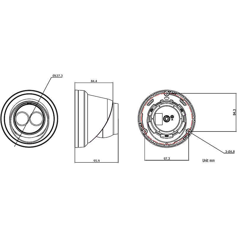 TruVision TVT-5607 IP-Kamera 4K T/N IR PoE IP67, 4K Ultra HDKompakt Kamera | Blickwinkel:102° (Objektiv-Brennweite 2,8