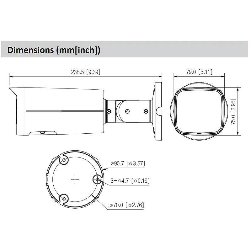 Dahua IPC-HFW3849TP-ZAS-IL IP-Kamera 4K T/N IR PoE, 4K Ultra HDBullet Kamera | Blickwinkel:114° - 32° (Objektiv-Brennwe