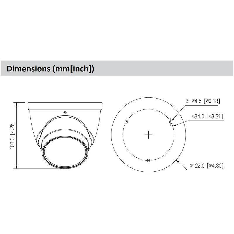 Dahua IPC-HDW3449TP-ZS-IL IP-Kamera 4MPx TN IR PoE, 4 MegapixelTurret Kamera | Blickwinkel:104° - 29° (Objektiv-Brennwe