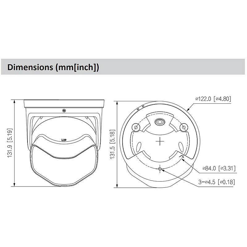 Dahua IPC-PDW5849-A180-E2-ASTE IP-Kamera 2x 4MPx, 2x 4 MegapixelMultisensor Kamera | Blickwinkel:180° (Objektiv-Brennwe
