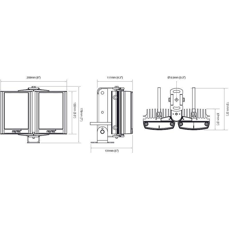 Raytec VAR2-w4-2 LED Weißlicht Scheinwerfer, LED Weißlichtstrahler - Modell: Vario2 | Leuchtweite bis 155 m | Strahlen-