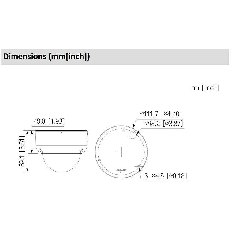 Dahua IPC-HDBW3449EP-S-IL-0280B IP-Kamera 4MPx T/N, 4 MegapixelDome Kamera | Blickwinkel:100° (Objektiv-Brennweite 2,8