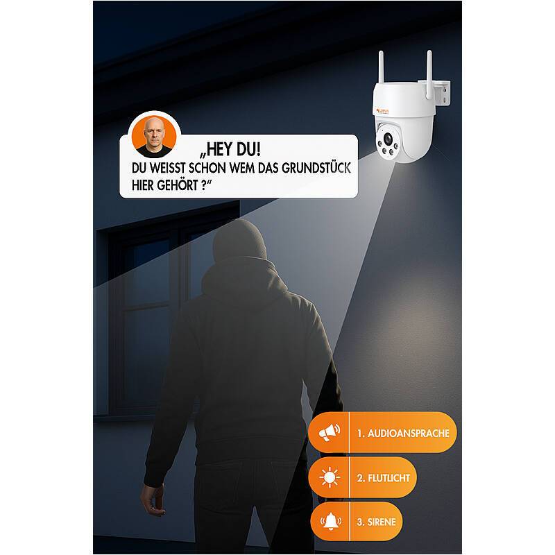 LUPUS LE213 IP-Kamera 3MPx T/N IR WLAN IP66, 3 MegapixelPTZ Kamera | Blickwinkel:83° (Objektiv-Brennweite 4 mm) | Featu