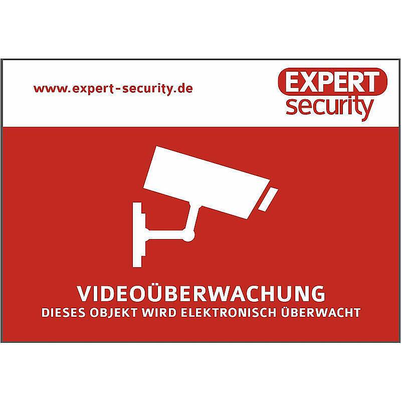 Videoüberwachung. Dieses Objekt wird elektronisch überwacht. Ein rot-weißes Schild mit einem Kamerasymbol, das eine Überwachung anzeigt.